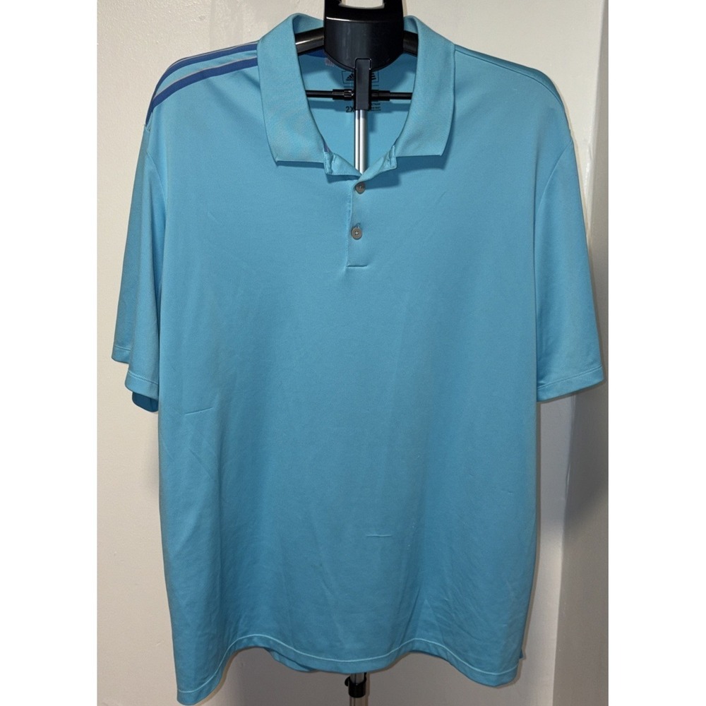 Adidas ClimaCool Men's Golf Polo Shirt Sky turquoise color Size 2XL Activewear